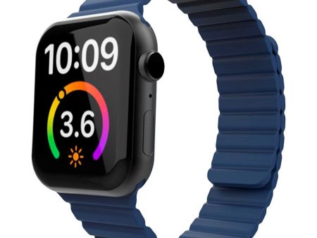 Apple Watch (42 44 SE 45 46 49mm) Lippa Magnetisk Silikone Rem - Mørkeblå Hot on Sale