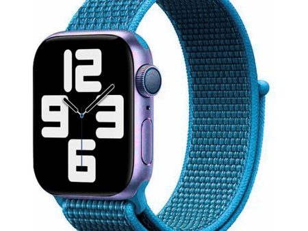 Apple Watch (38 40 SE 41 42mm) Lippa Nylon Rem - Lyseblå Sale