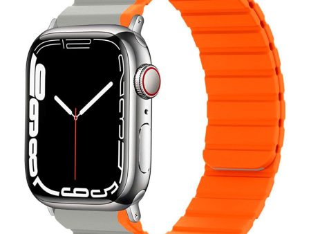 Apple Watch (42 44 SE 45 46 49mm) Lippa Magnetisk Silikone Multi Rem - Grå   Orange Hot on Sale