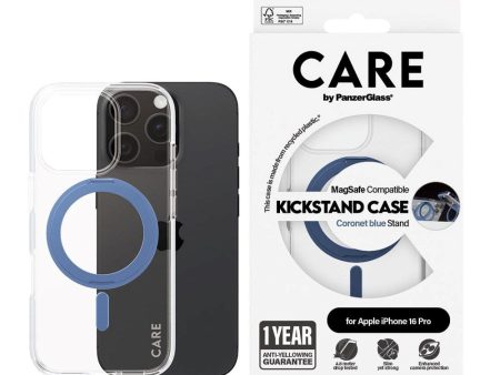 CARE by PanzerGlass iPhone 16 Pro Feature Kickstand Case - MagSafe Kompatibel - Transparent   Coronet Blue For Discount