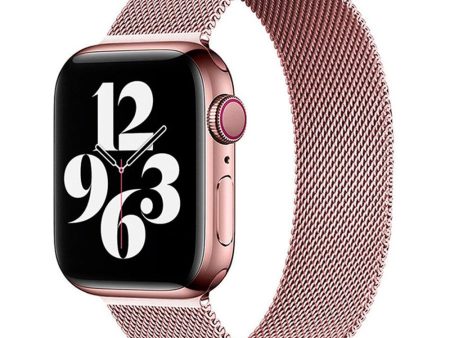 Apple Watch (38 40 SE 41 42mm) Lippa Magnetisk Rustfri Stål Rem - Rose Gold Fashion