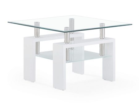 18  White And Clear Glass End Table Supply