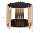 22  Gold And Black Glass And Iron Round End Table With Shelf Supply