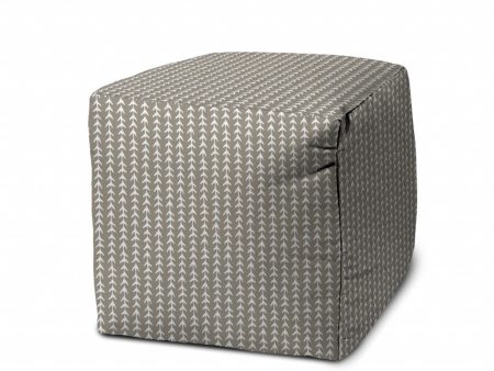 17  Taupe Polyester Cube Geometric Indoor Outdoor Pouf Ottoman Online now