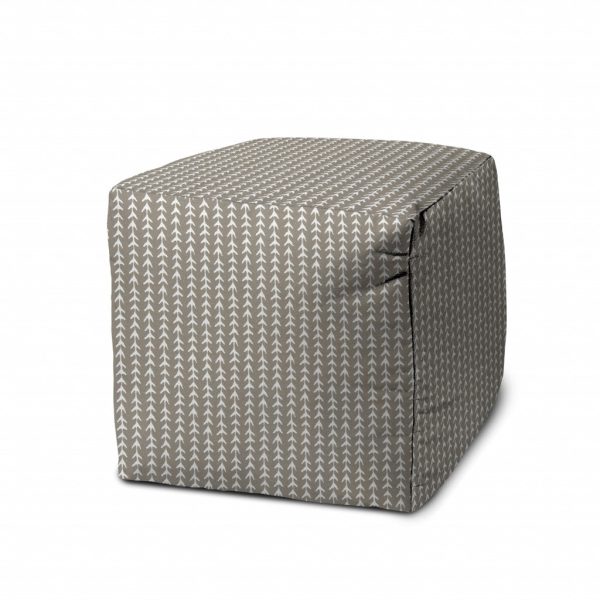 17  Taupe Polyester Cube Geometric Indoor Outdoor Pouf Ottoman Online now