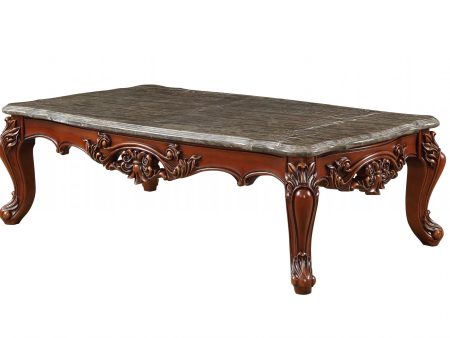 40  Dark Brown And Merlot Genuine Marble Rectangular Coffee Table Online now