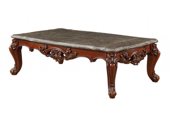 40  Dark Brown And Merlot Genuine Marble Rectangular Coffee Table Online now