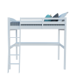 White Solid Wood Full Double Size Loft Bed with Desk and Storage Online Hot Sale