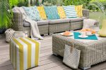 17  Yellow And White Cube Striped Indoor Outdoor Pouf Cover Online Hot Sale