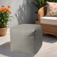 17  Taupe Polyester Cube Geometric Indoor Outdoor Pouf Ottoman Online now