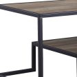 45  Black And Rustic Oak Paper Veneer And Metal Rectangular Coffee Table With Shelf Online Hot Sale