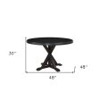 48  Black Rounded Solid Manufactured Wood And Solid Wood Pedestal Base Dining Table Online