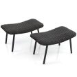 All Weather Outdoor Ottomans Set Patio Footrest Seats Set with Sturdy Metal Legs -Brown Fashion