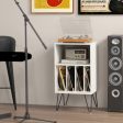 Record Player Stand with Charging Station for Living Room Bedroom-White on Sale