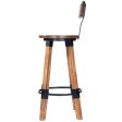 28  Brown and Natural Solid Wood and Iron Bar Chair For Discount