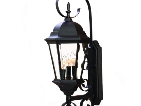 Three Light Matte Black Swing Arm Lantern Wall Light Hot on Sale