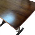 48  Brown And Black Solid Wood And Iron Trestle Base Dining Table Fashion