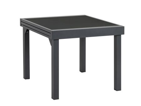 35  Gray Square Glass Extendable Outdoor Side Table on Sale