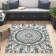 10  X 13  Blue and Beige Geometric Stain Resistant Indoor Outdoor Area Rug Online Sale