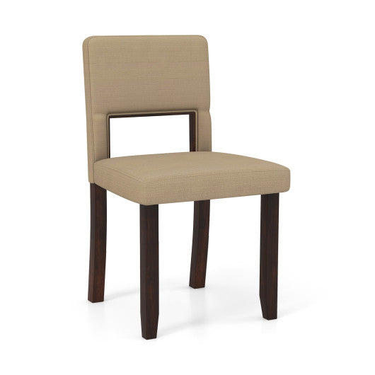 Set of 2 Wooden Dining Chair with Acacia Wood Frame Padded Seat and Back-Beige Online Sale