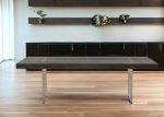 95  Dark Brown And Brass Metal Sled Base Dining Table Fashion