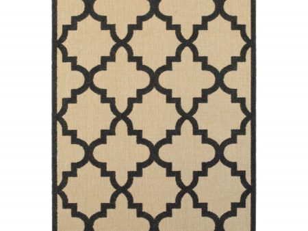 10  X 13  Beige and Black Geometric Stain Resistant Indoor Outdoor Area Rug Cheap