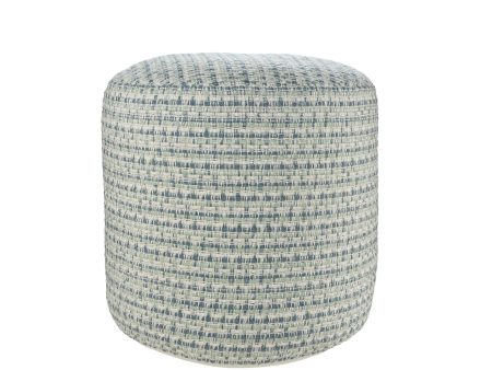 20  Blue Polyester Round Geometric Indoor Outdoor Pouf Ottoman Cheap