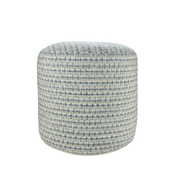 20  Blue Polyester Round Geometric Indoor Outdoor Pouf Ottoman Cheap