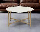 33  White And Gold Genuine Marble And Metal Octagon Coffee Table Fashion