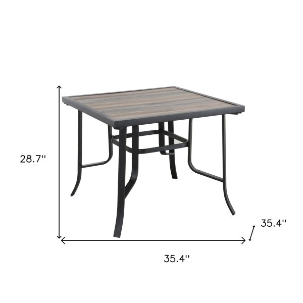 35  Brown and Black Square Metal Outdoor Dining Table Sale