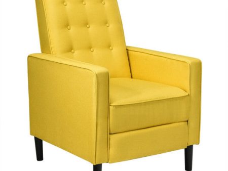 Mid-Century Push Back Recliner Chair -Yellow Online now