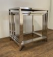 Set of Three 21  Silver And Brown Solid Wood Nested Tables Hot on Sale