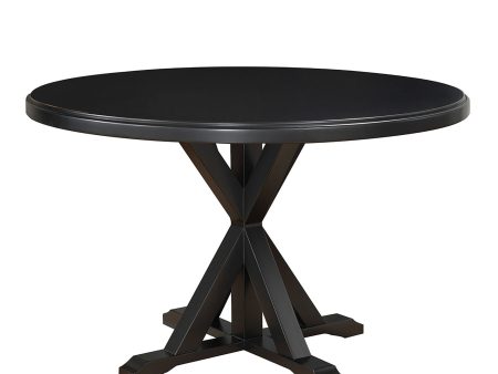 48  Black Rounded Solid Manufactured Wood And Solid Wood Pedestal Base Dining Table Online