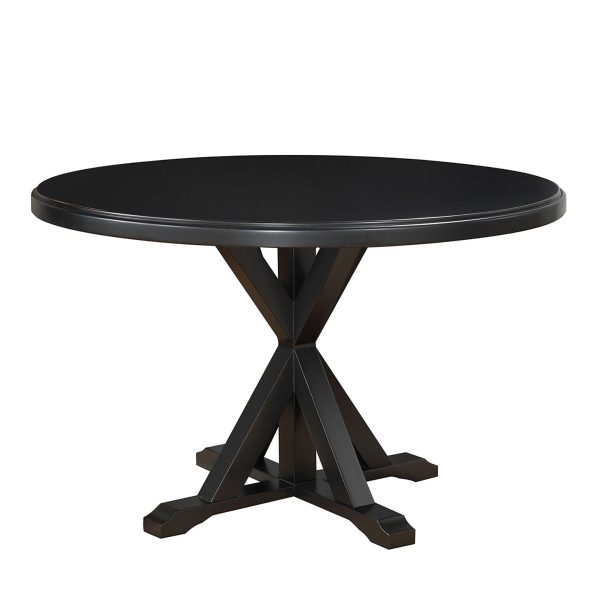 48  Black Rounded Solid Manufactured Wood And Solid Wood Pedestal Base Dining Table Online