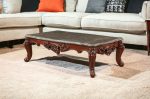 40  Dark Brown And Merlot Genuine Marble Rectangular Coffee Table Online now