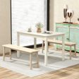 48-Inch Wooden Dining Table for 4 People Rectangular Kitchen Table with Rubber Wood Legs-Cream White Cheap