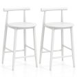 Counter Height Bar Chair Set with Acacia Wood Frame and Supporting Legs-White Online