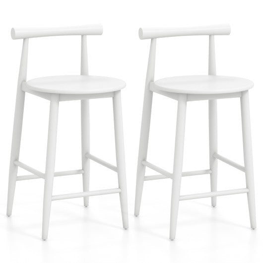 Counter Height Bar Chair Set with Acacia Wood Frame and Supporting Legs-White Online