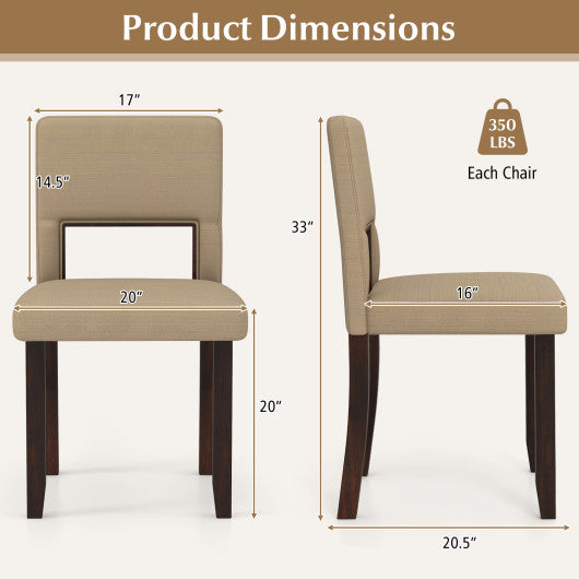 Set of 2 Wooden Dining Chair with Acacia Wood Frame Padded Seat and Back-Beige Online Sale