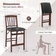 Set of 2 Counter Height Chairs Folding Kitchen Island Stool with Padded Seat-Brown Sale