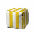 17  Yellow And White Cube Striped Indoor Outdoor Pouf Cover Online Hot Sale