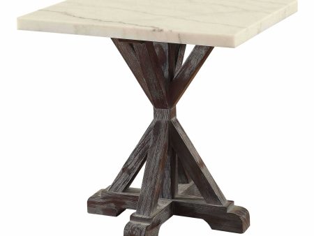 24  Espresso And White Faux Marble Square End Table Hot on Sale