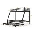 Twin Over Full Bunk Bed Frame with Trundle for Guest Room-Black Online