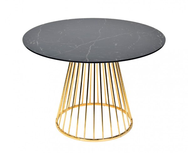 43  Black And Gold Rounded Stainless Steel Pedestal Base Dining Table Discount