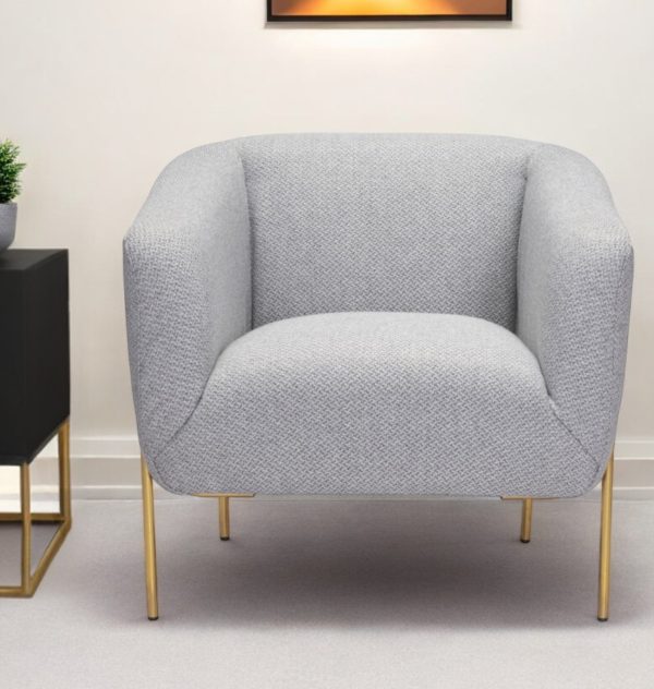 31  Gray And Gold Fabric Arm Chair Online Sale