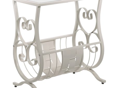 19  Clear and White Glass Trestle Console Table With Shelves Online now