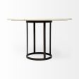 48  White And Black Rounded Marble And Metal Pedestal Base Dining Table on Sale