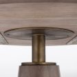 54  Brown And Gold Rounded Solid Wood And Metal Pedestal Base Dining Table Supply