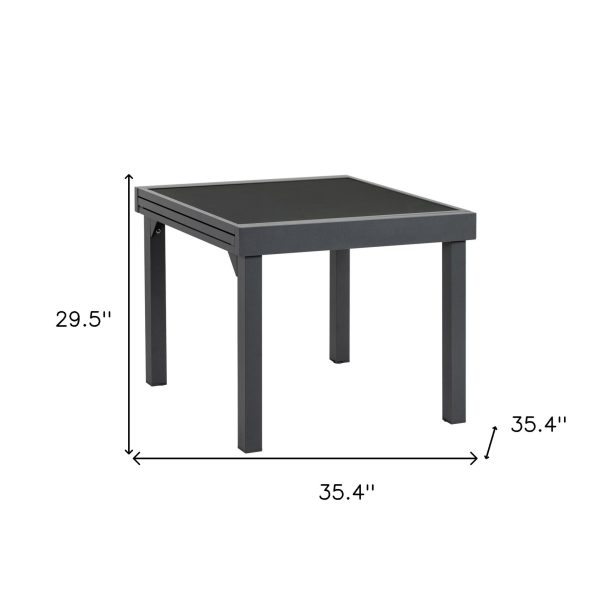 35  Gray Square Glass Extendable Outdoor Side Table on Sale