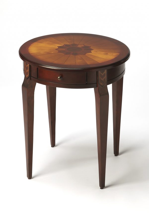 Cherry With Maple Inlay Round Accent Table Online now